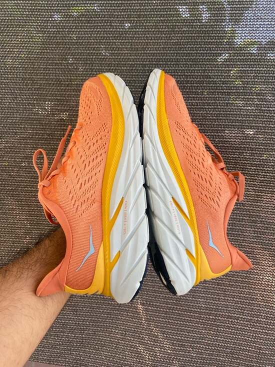 Hoka Women's Clifton 8 Running Shoes Sun Baked Shell Coral Size 8.5 - Picture 4 of 7